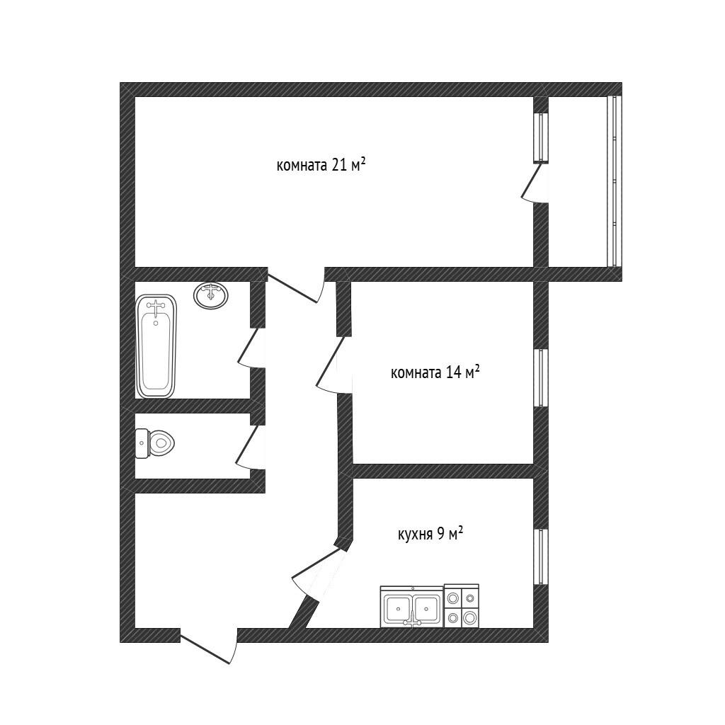 2-комнатная 56.1 м2 в ЖК undefined корпус null этаж 8