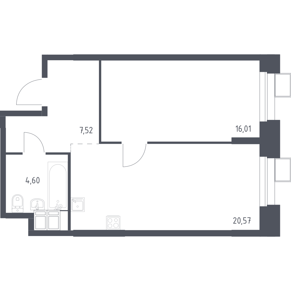 1-комнатная 48 м2 в ЖК Тропарево Парк корпус null этаж 22