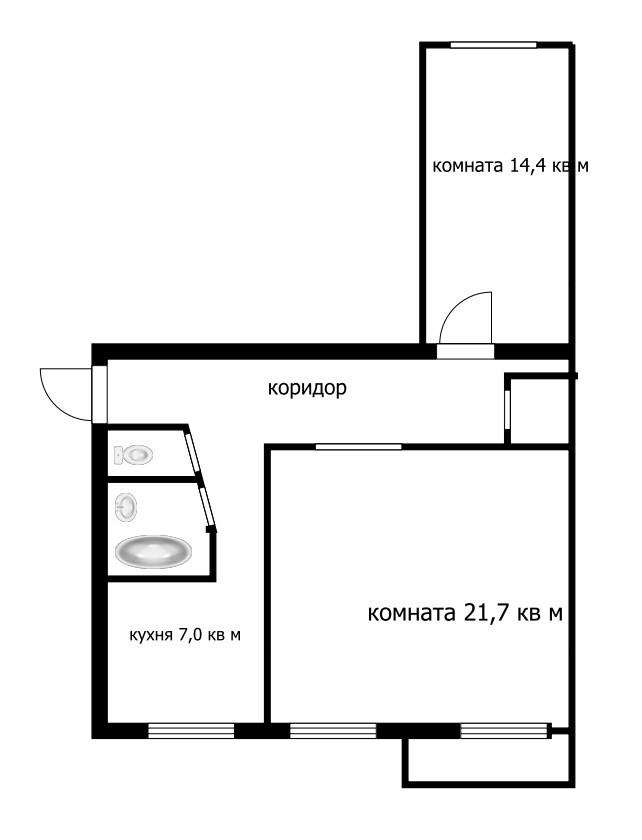 2-комнатная 57.8 м2 в ЖК undefined корпус null этаж 3