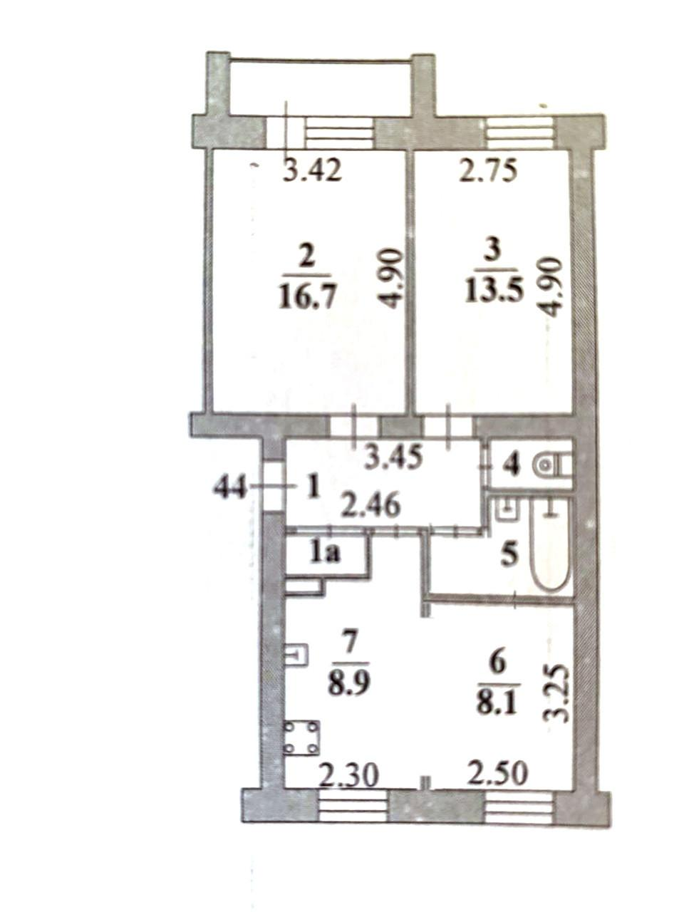 3-комнатная 58.5 м2 в ЖК undefined корпус null этаж 2