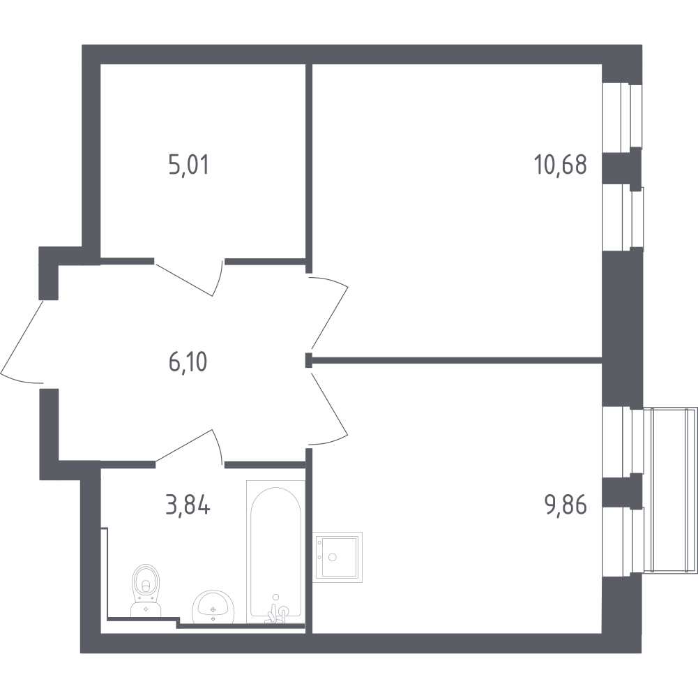 1-комнатная 35 м2 в ЖК Рублёвский Квартал корпус null этаж 3