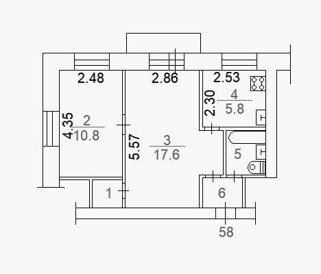 2-комнатная 40.4 м2 в ЖК undefined корпус null этаж 4