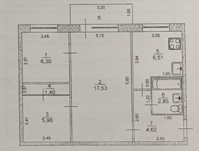 2-комнатная 45.1 м2 в ЖК undefined корпус null этаж 5