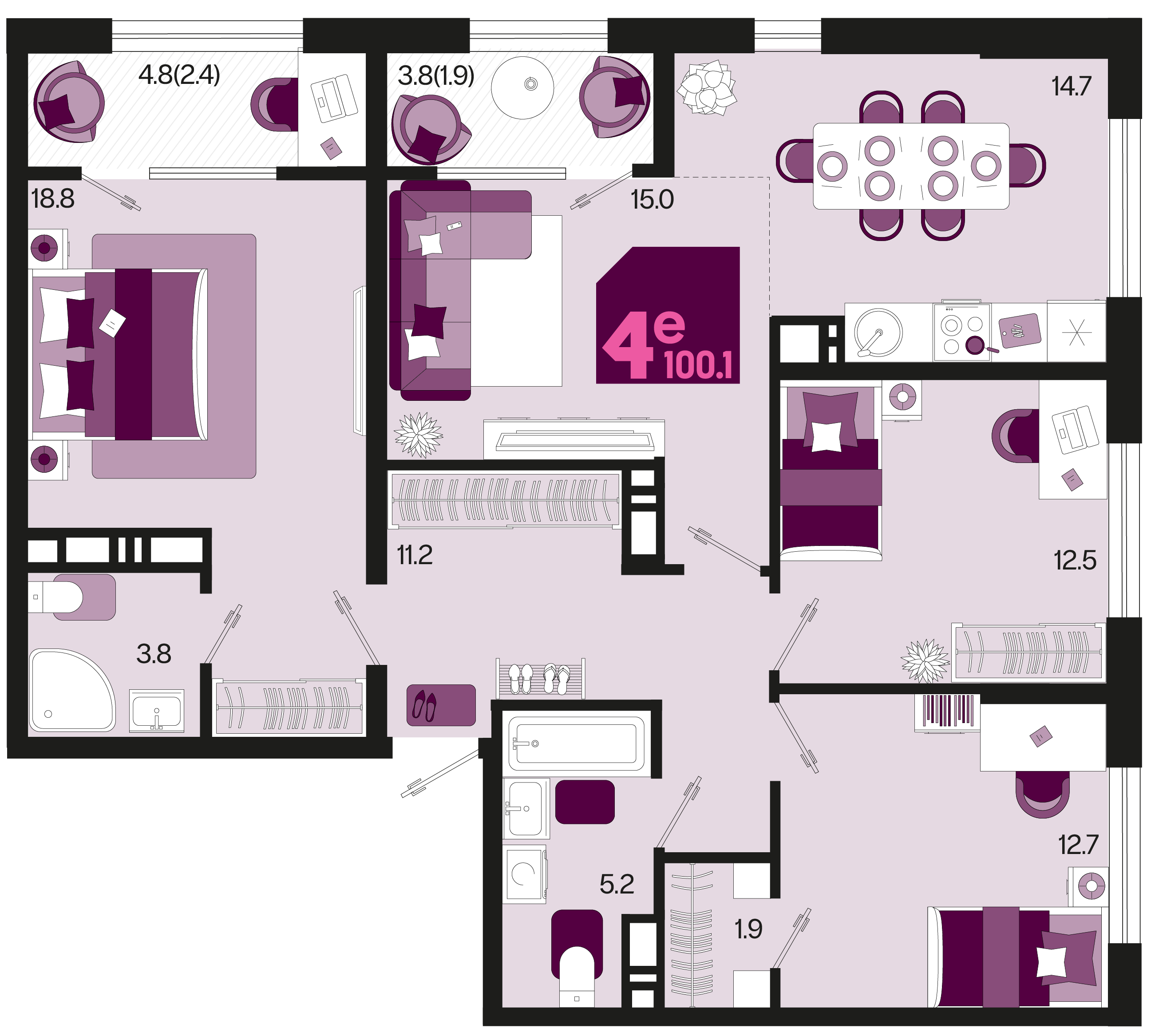 Студия 104 м2 в ЖК Первое место корпус null этаж 9