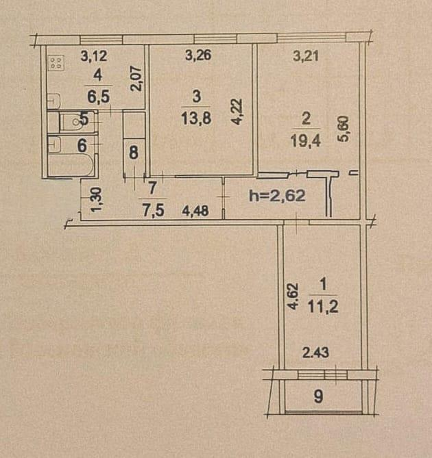 3-комнатная 62 м2 в ЖК undefined корпус null этаж 10