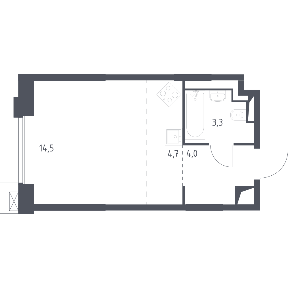 Студия 26 м2 в ЖК Верейская 41 корпус null этаж 7