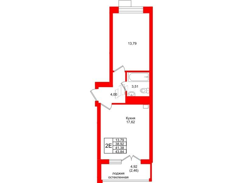 1-комнатная 41 м2 в ЖК Lake City-9 корпус null этаж 7