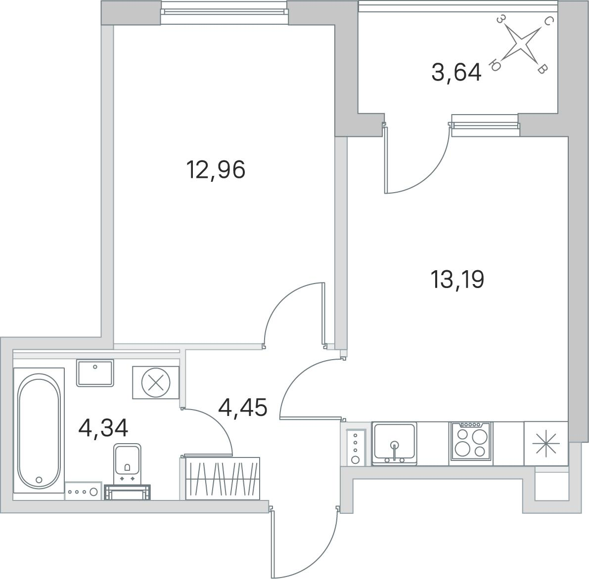 1-комнатная 36 м2 в ЖК Любоград корпус null этаж 1