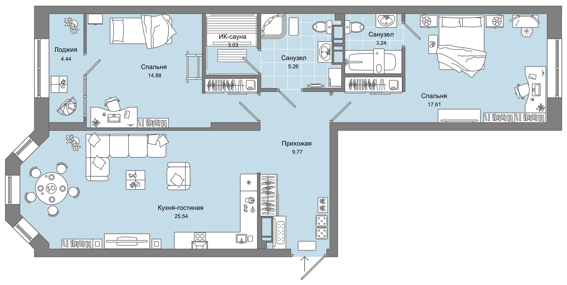 3-комнатная 80 м2 в ЖК Дом «Булычев» корпус null этаж 10