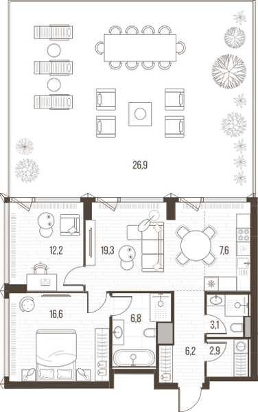 3-комнатная 101 м2 в ЖК High Life корпус null этаж 2
