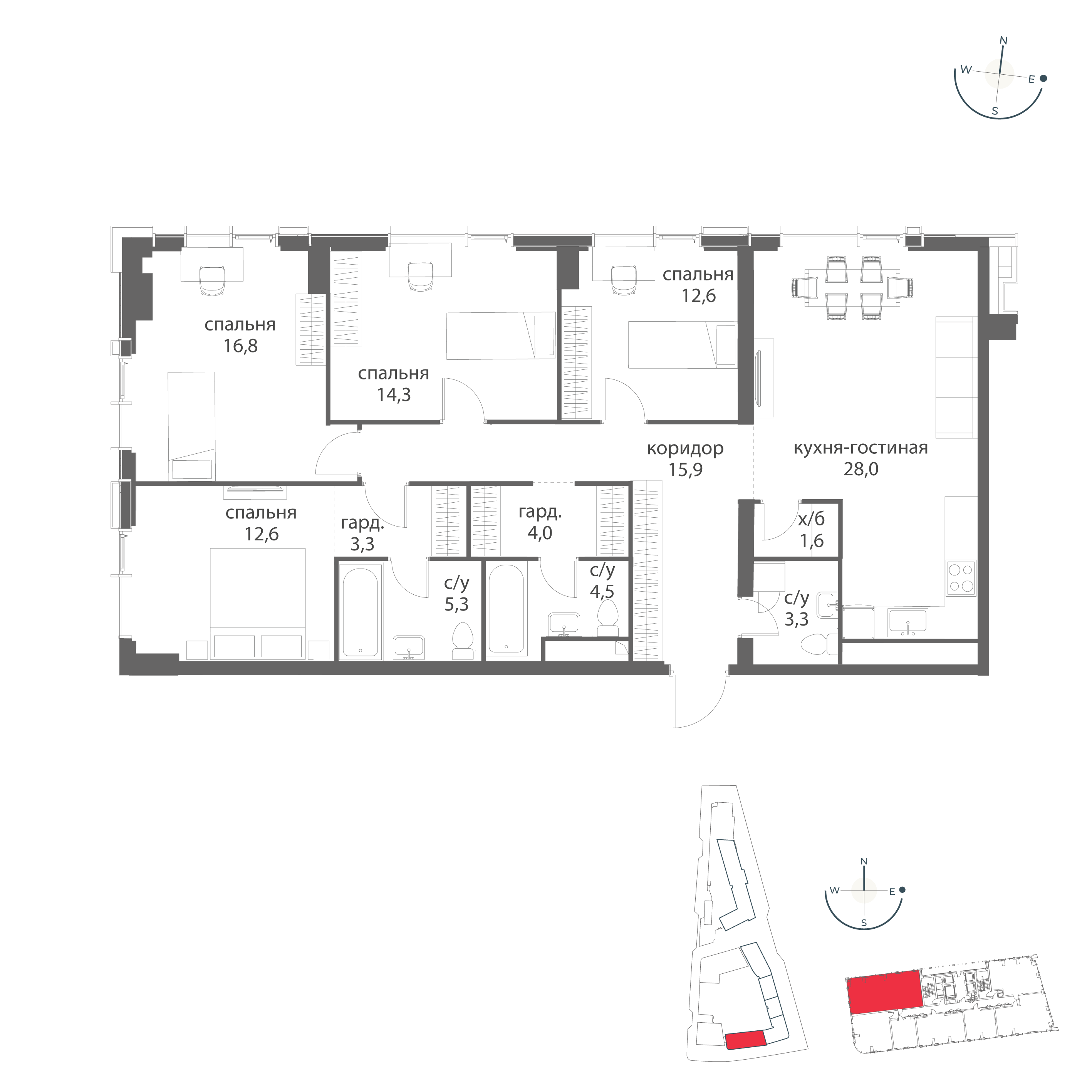 1-комнатная 122 м2 в ЖК Событие корпус null этаж 14