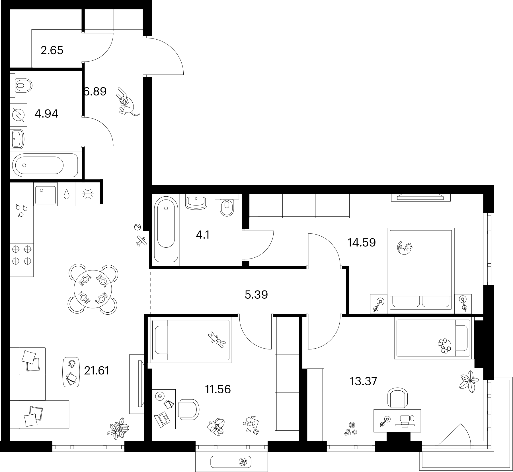 3-комнатная 85 м2 в ЖК Таллинский парк корпус null этаж 12