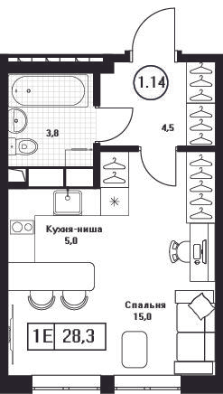 Студия 28 м2 в ЖК Пушкино Град корпус null этаж 10
