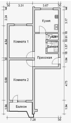 2-комнатная 58.5 м2 в ЖК undefined корпус null этаж 9