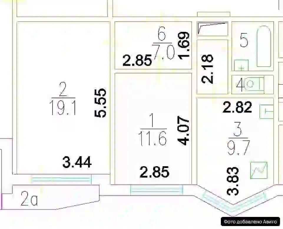 2-комнатная 51.4 м2 в ЖК undefined корпус null этаж 13