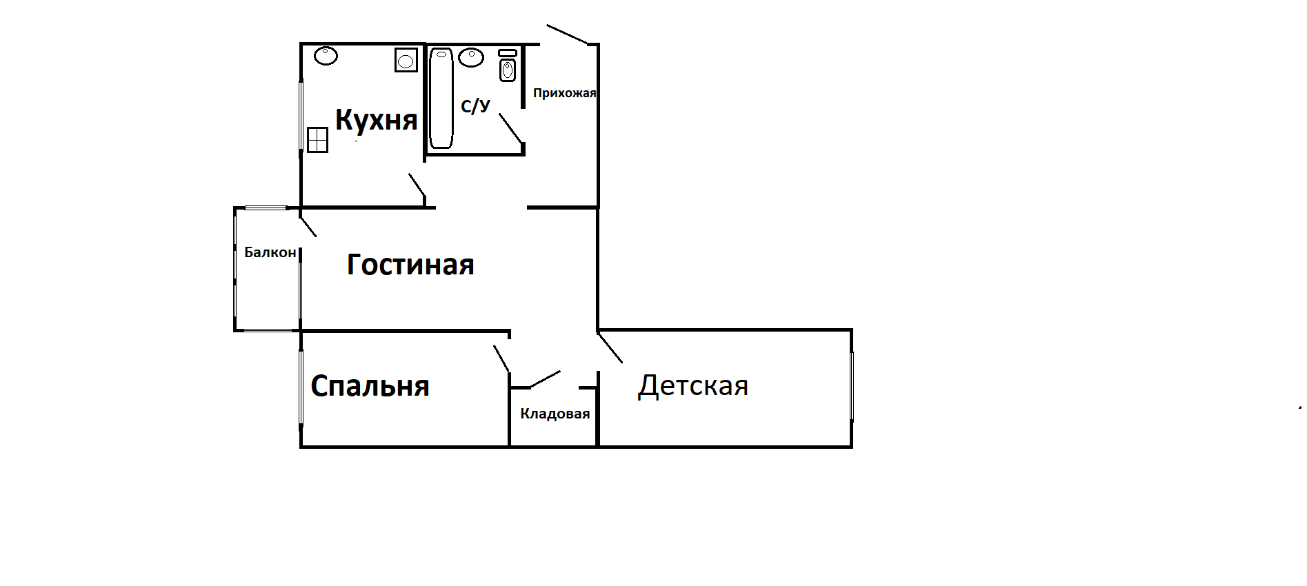 3-комнатная 57.7 м2 в ЖК undefined корпус null этаж 3