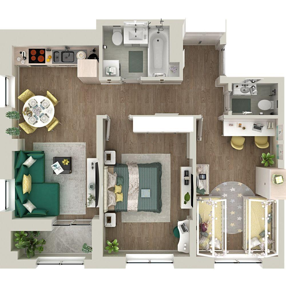 2-комнатная 63 м2 в ЖК Гранд Квартал корпус null этаж 18