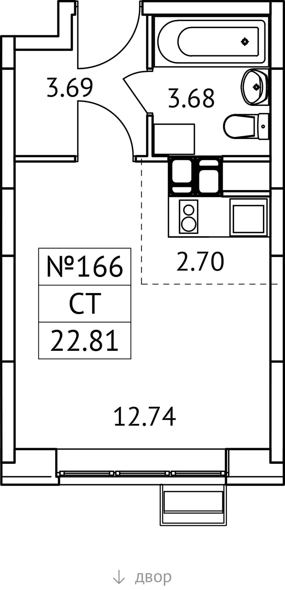 Студия 22 м2 в ЖК Новотомилино корпус null этаж 8