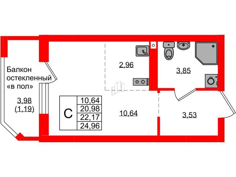 Студия 22 м2 в ЖК Консул корпус null этаж 5
