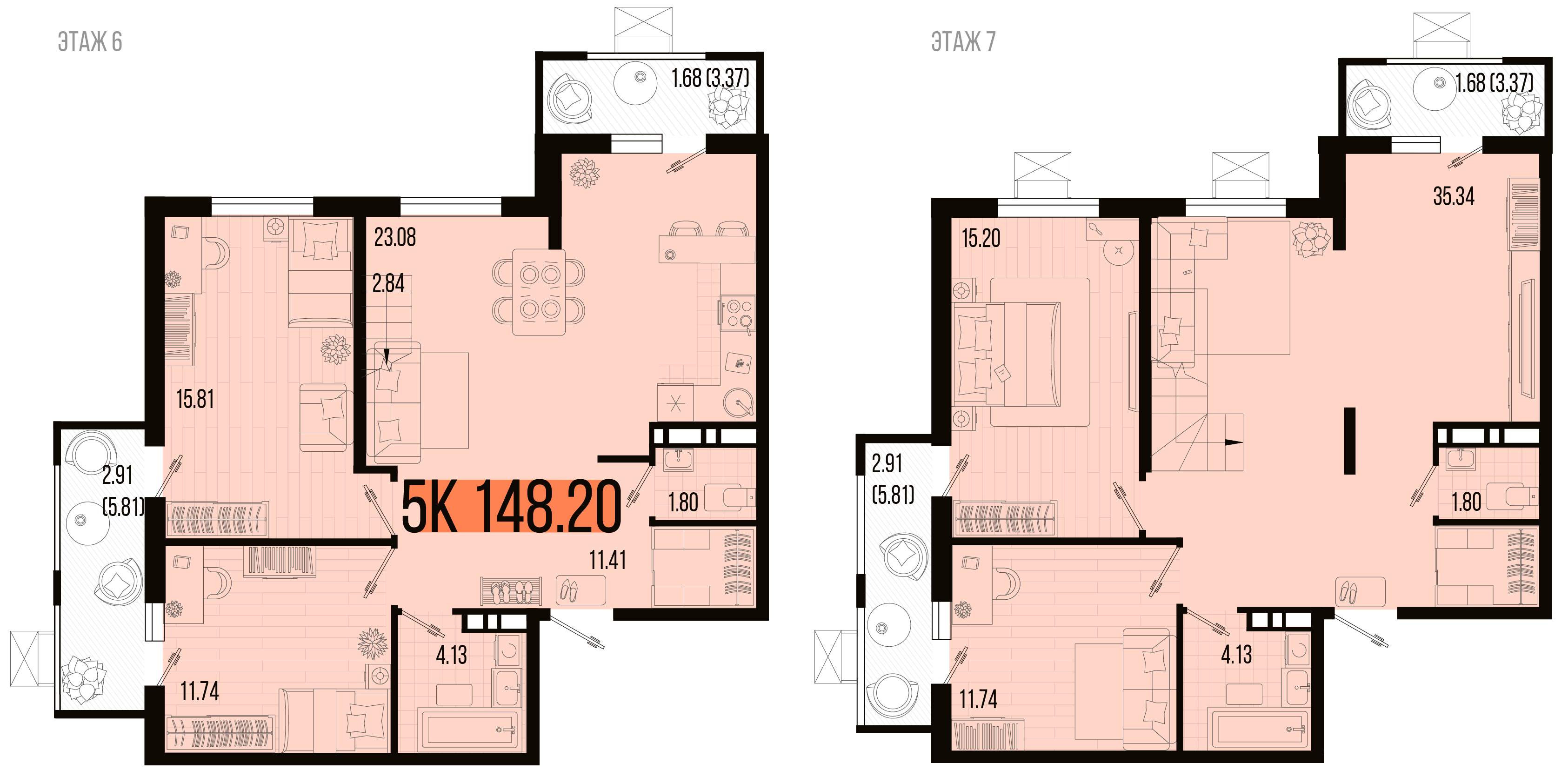 5-комнатная 148 м2 в ЖК Цветной бульвар корпус null этаж 6
