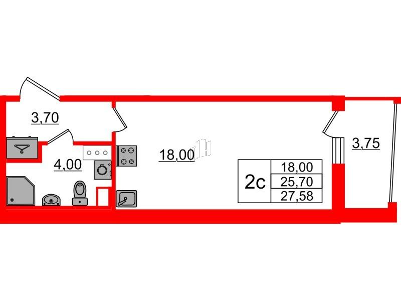 Студия 25 м2 в ЖК Бионика Заповедная корпус null этаж 9
