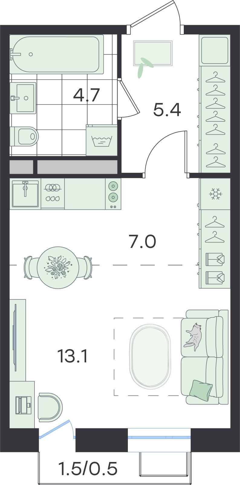 Студия 30 м2 в ЖК G3 Театральный корпус null этаж 5