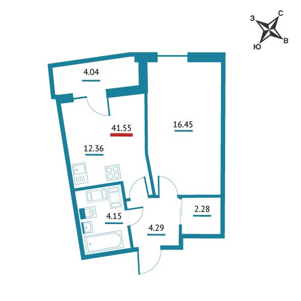 Студия 24 м2 в ЖК Левитан корпус null этаж 22