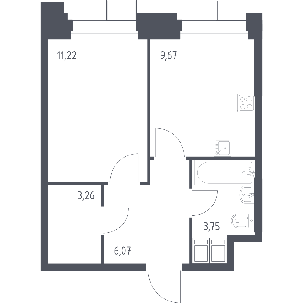 1-комнатная 34 м2 в ЖК Тропарево Парк корпус null этаж 13