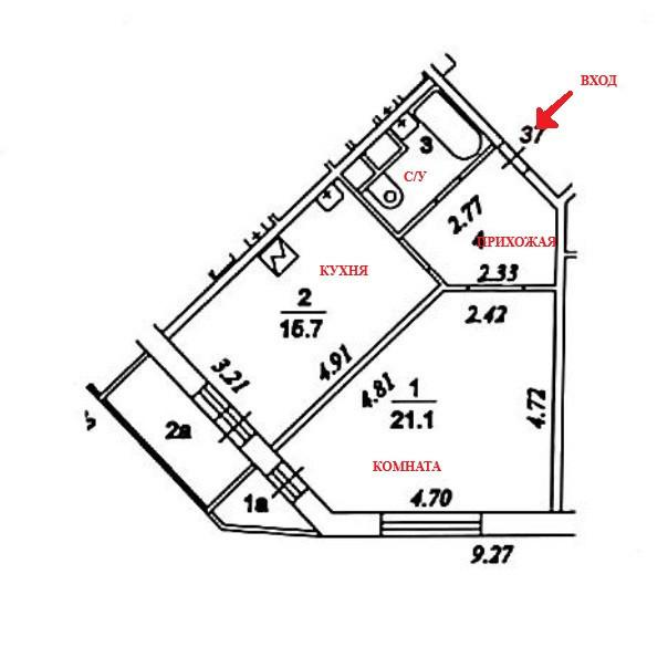 1-комнатная 47.6 м2 в ЖК undefined корпус null этаж 1