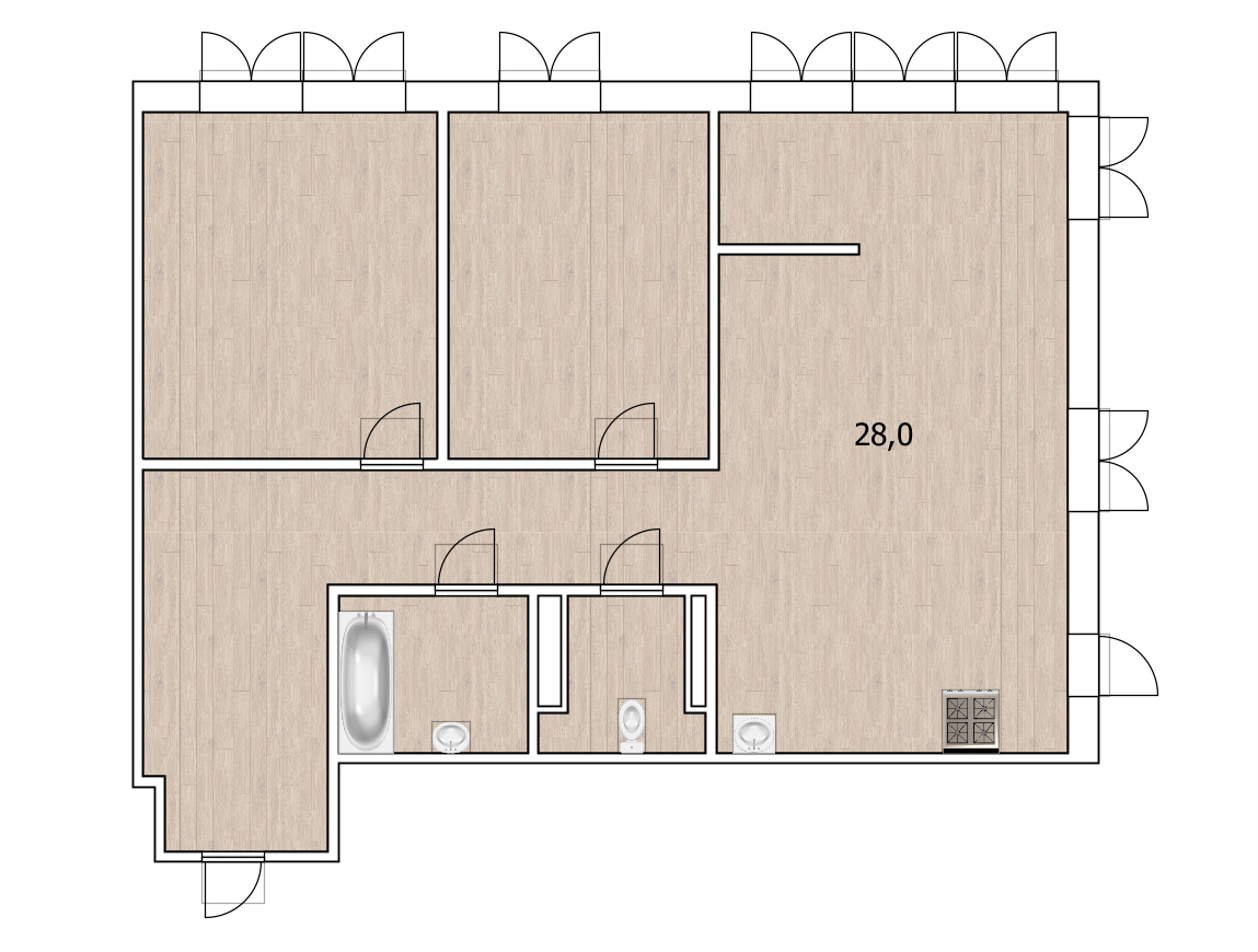 3-комнатная 79.1 м2 в ЖК undefined корпус null этаж 17