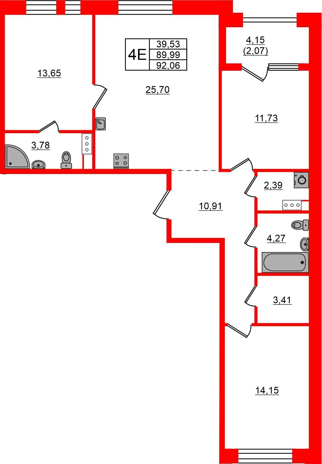 3-комнатная 92 м2 в ЖК Знатный корпус null этаж 7