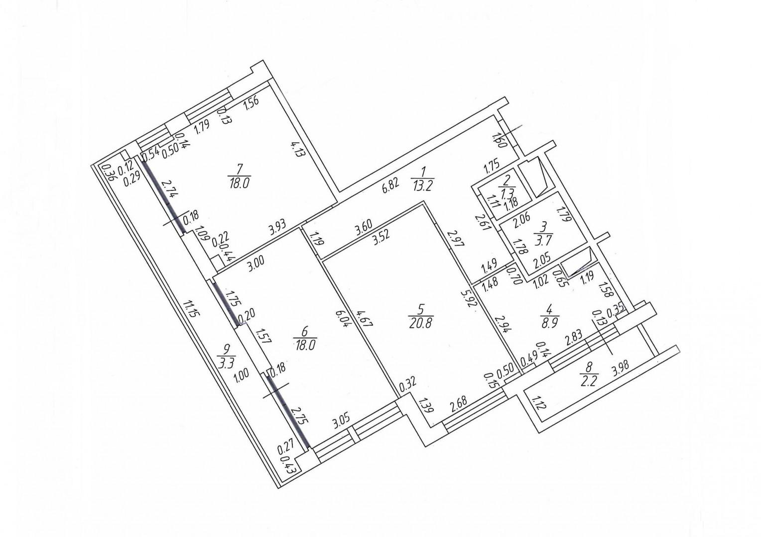 3-комнатная 83.9 м2 в ЖК undefined корпус null этаж 15