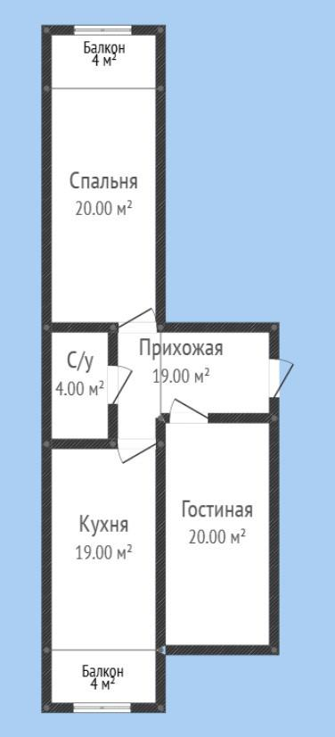 2-комнатная 93 м2 в ЖК undefined корпус null этаж 7