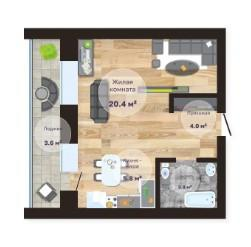 Студия 37.7 м2 в ЖК undefined корпус null этаж 3