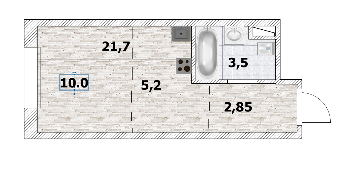 Студия 21.7 м2 в ЖК undefined корпус null этаж 3