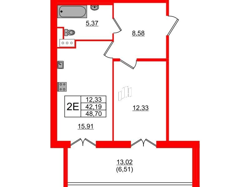1-комнатная 48 м2 в ЖК Сертолово Парк корпус null этаж 7