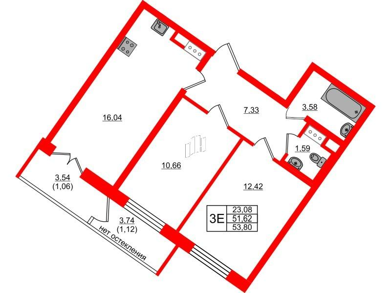 2-комнатная 53 м2 в ЖК Сертолово Парк корпус null этаж 7