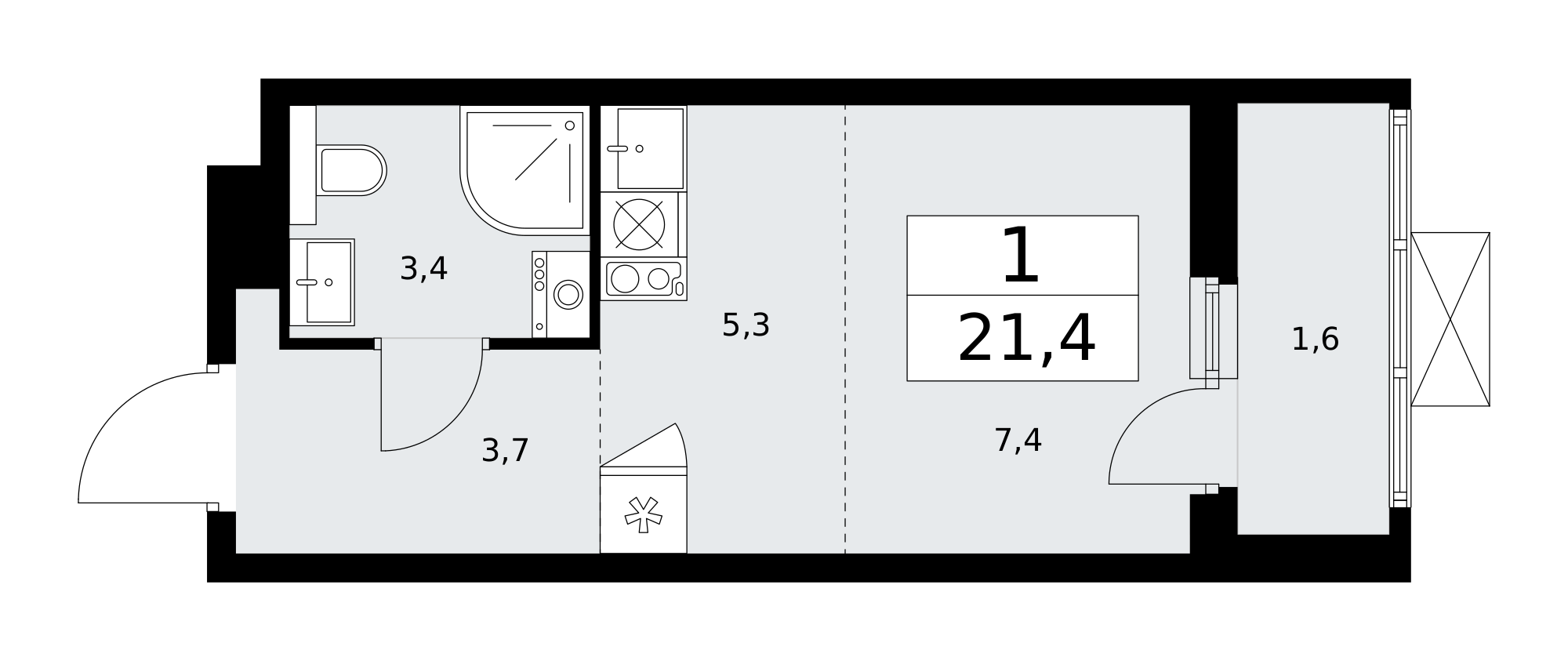 Студия 21 м2 в ЖК Бунинские кварталы корпус null этаж 18