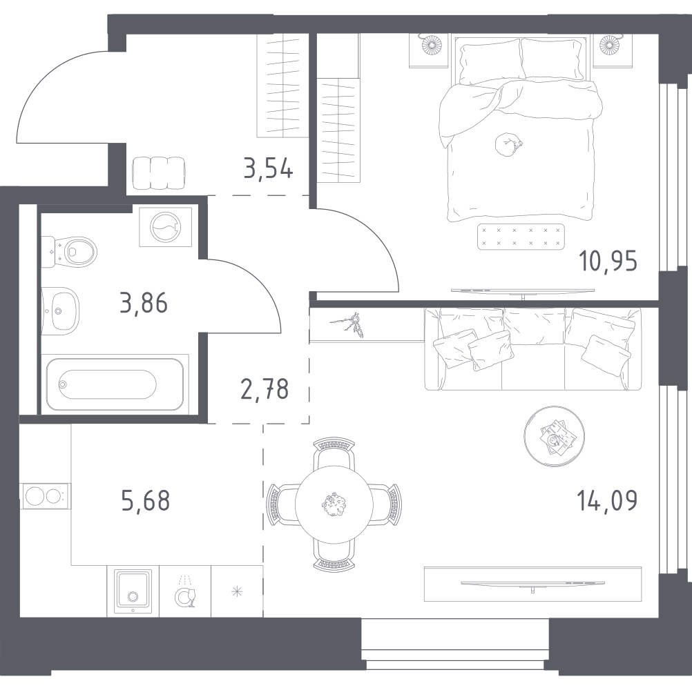 Студия 40 м2 в ЖК Космический Квартал корпус null этаж 13