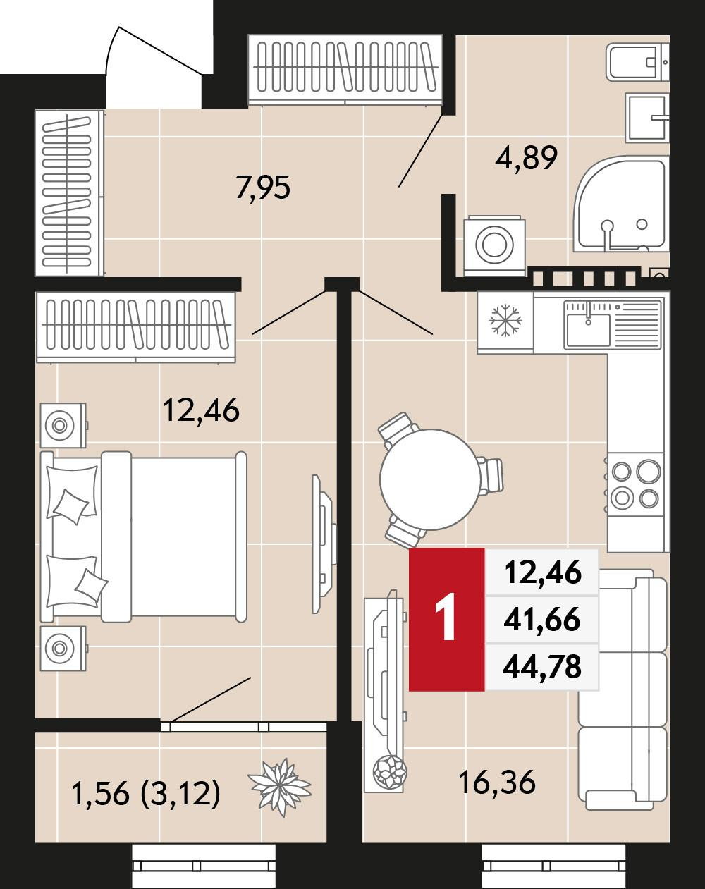 1-комнатная 44 м2 в ЖК Невский корпус null этаж 5