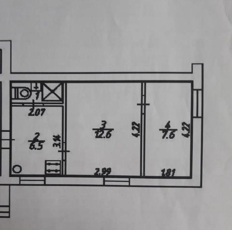 2-комнатная 28.7 м2 в ЖК undefined корпус null этаж 1