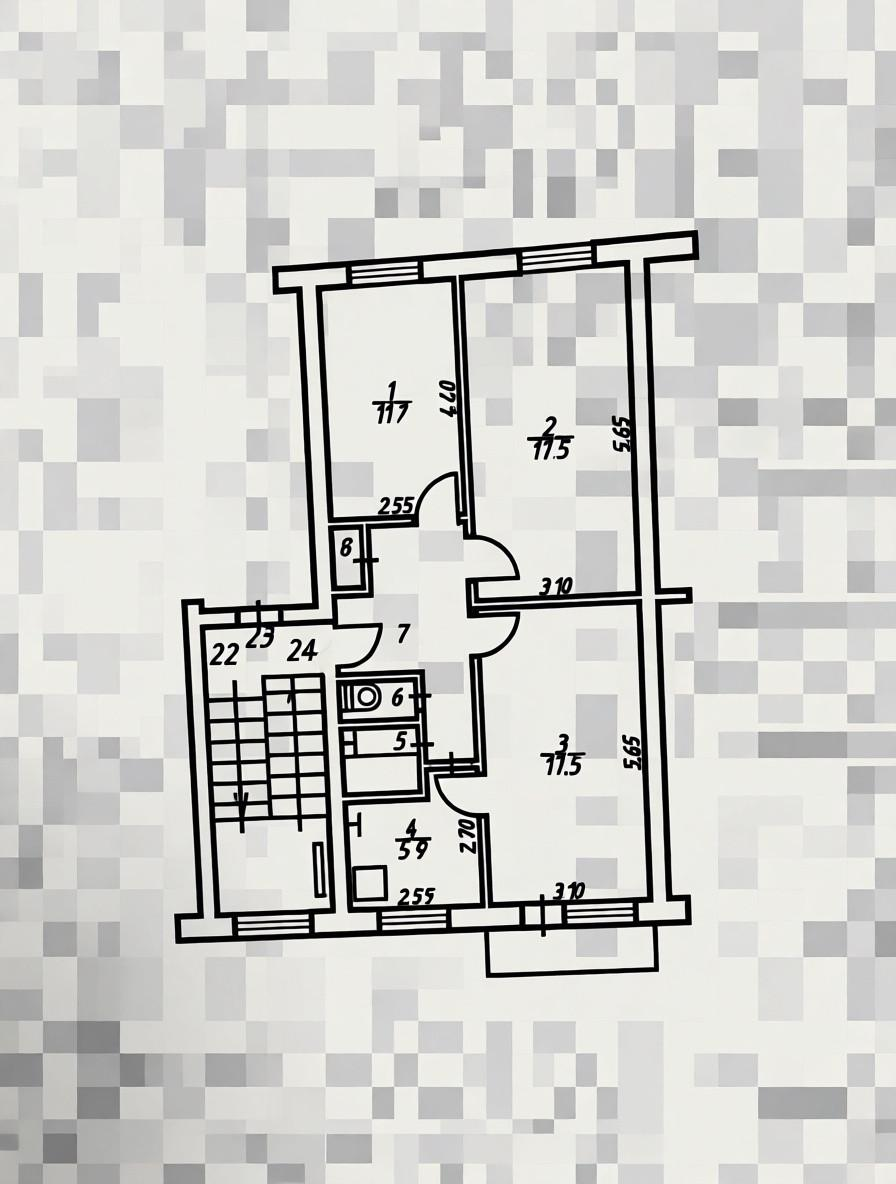 3-комнатная 63 м2 в ЖК undefined корпус null этаж 2