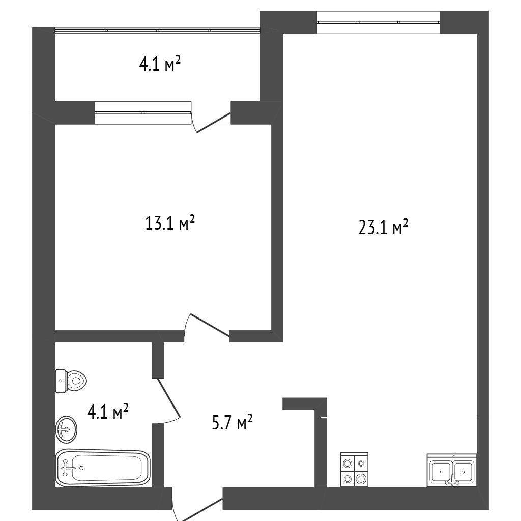 3-комнатная 46.4 м2 в ЖК undefined корпус null этаж 12