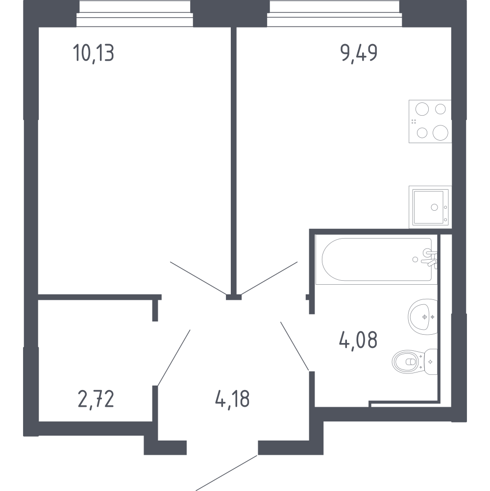 1-комнатная 30 м2 в ЖК Чаркова 72 корпус null этаж 13