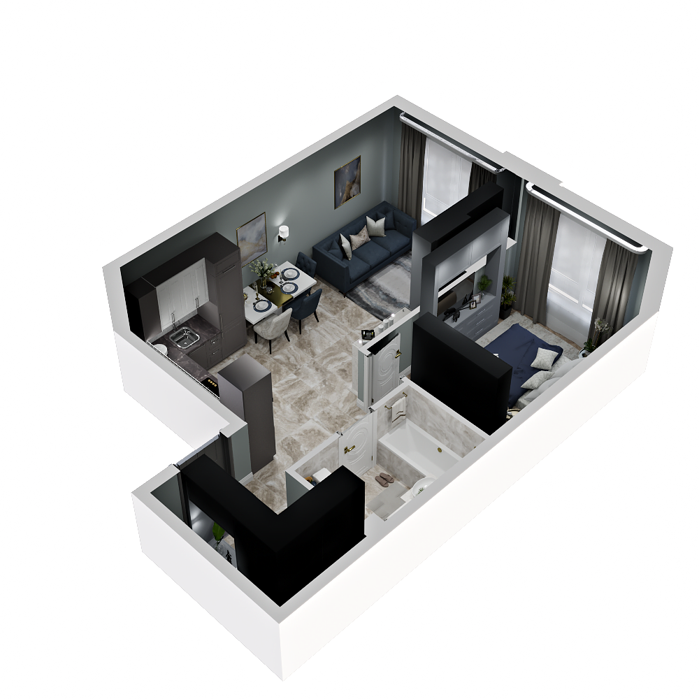 1-комнатная 43 м2 в ЖК Зеленая территория корпус null этаж 5