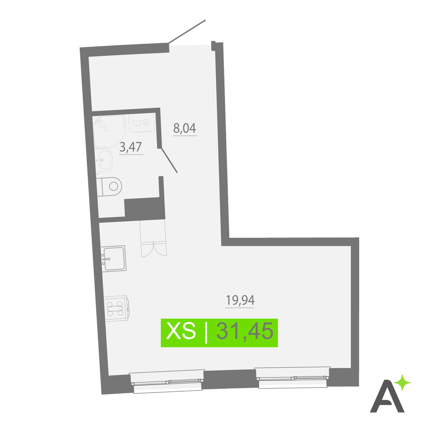 Студия 31 м2 в ЖК Аквилон Рива корпус null этаж 7