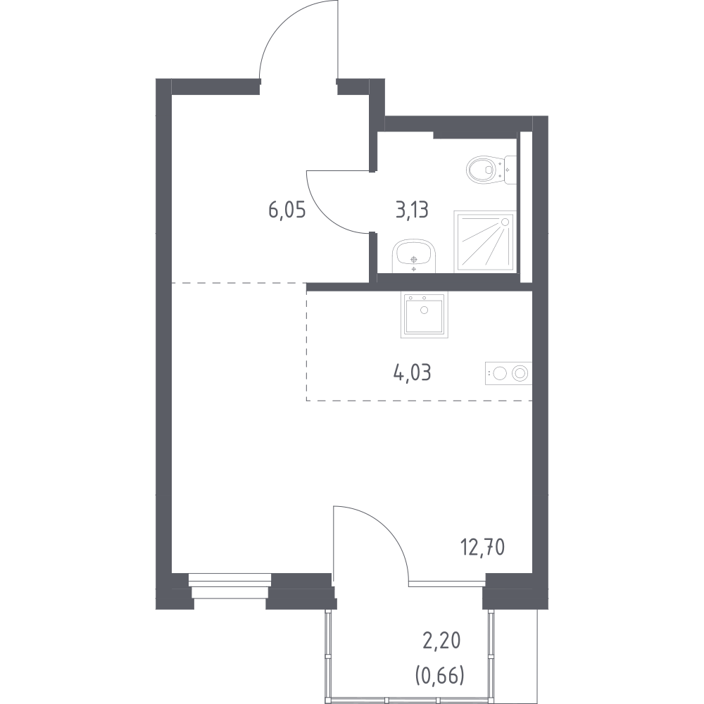 Студия 26 м2 в ЖК Новое Внуково корпус null этаж 6