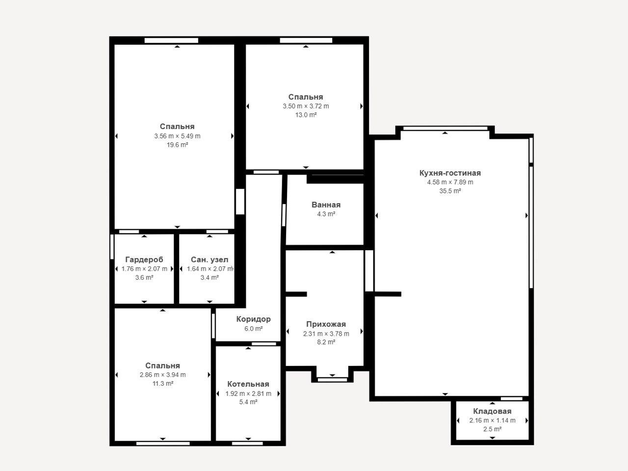 7-комнатная 183.4 м2 в ЖК undefined корпус null этаж null