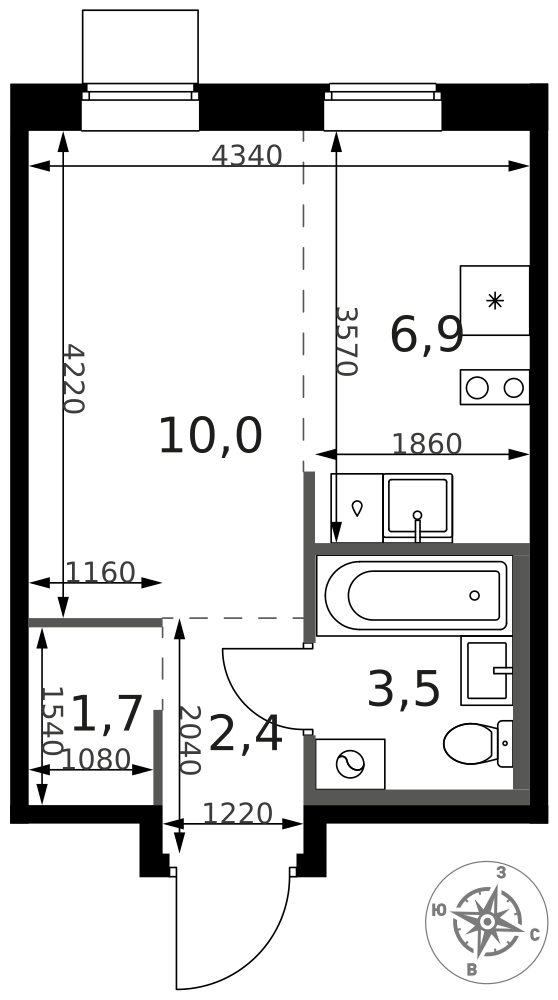 Студия 24 м2 в ЖК 1-й Ясеневский корпус null этаж 10