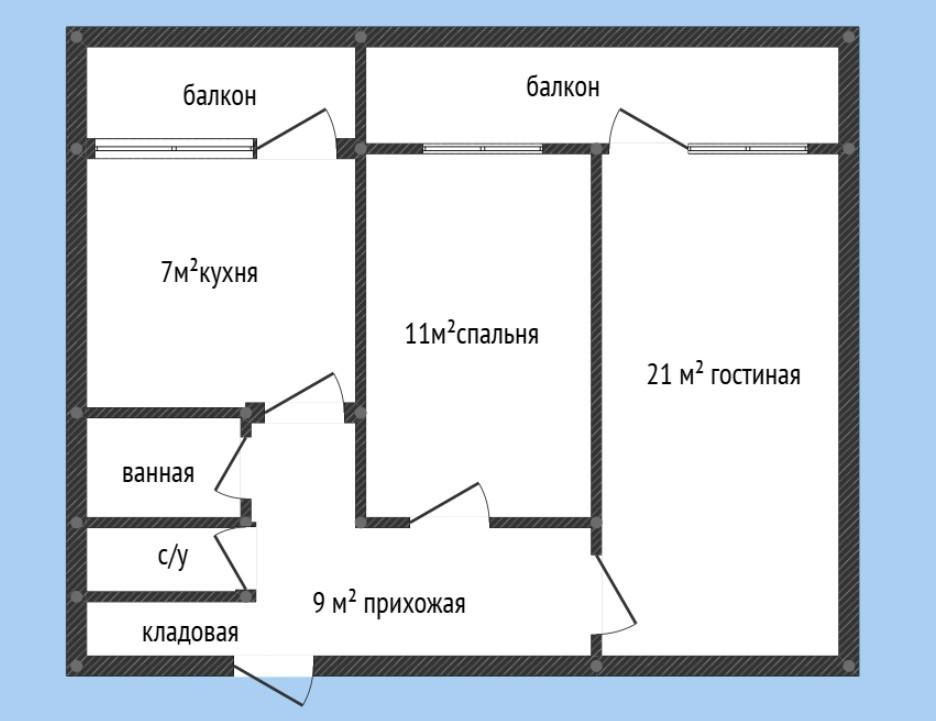 2-комнатная 63 м2 в ЖК undefined корпус null этаж 3